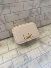 Load image into Gallery viewer, White PU Leather Jewellery Box with Gold Glitter